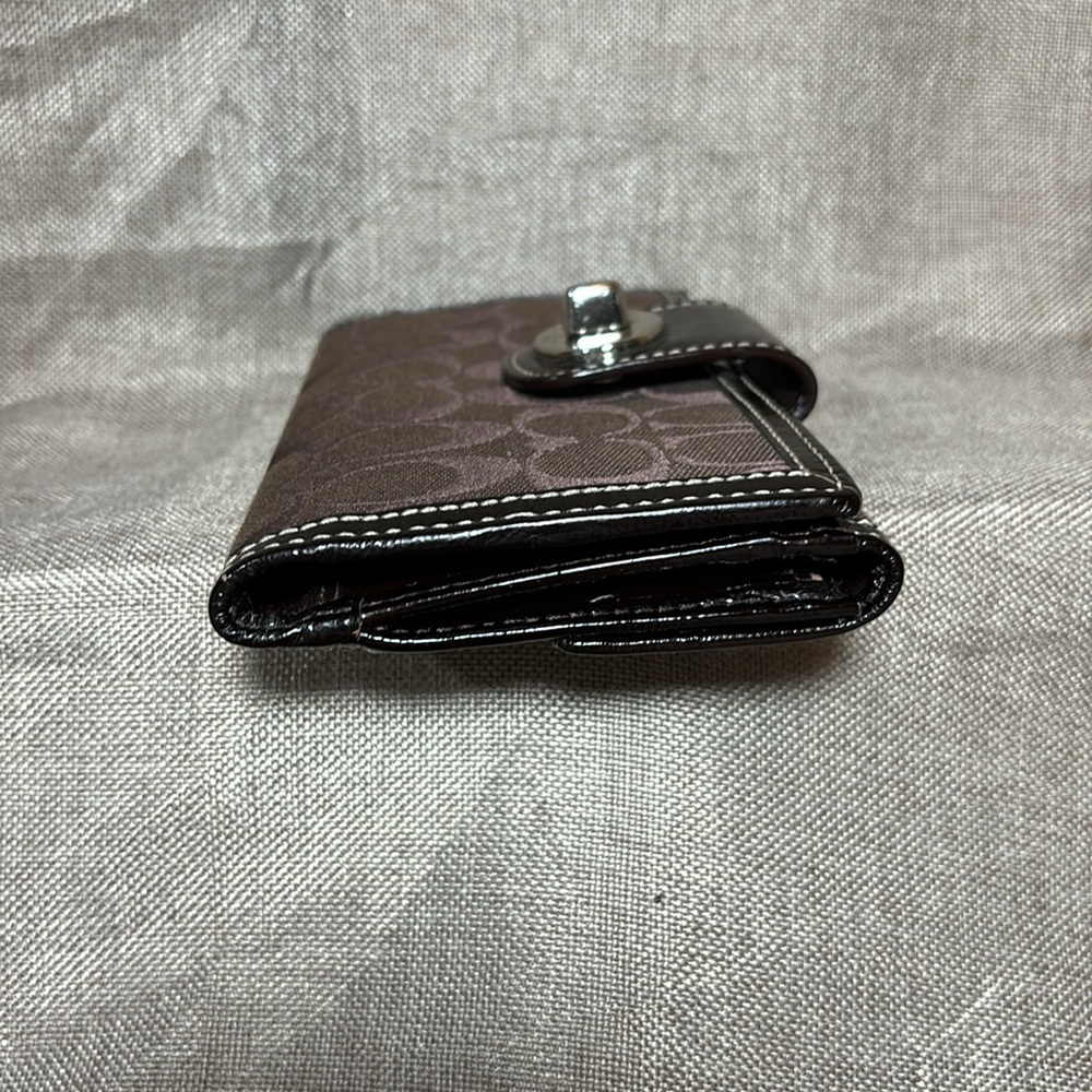 Vintage COACH Signature Slim Envelope Credit Card Wallet Chocolate Brown - Picture 4 of 10
